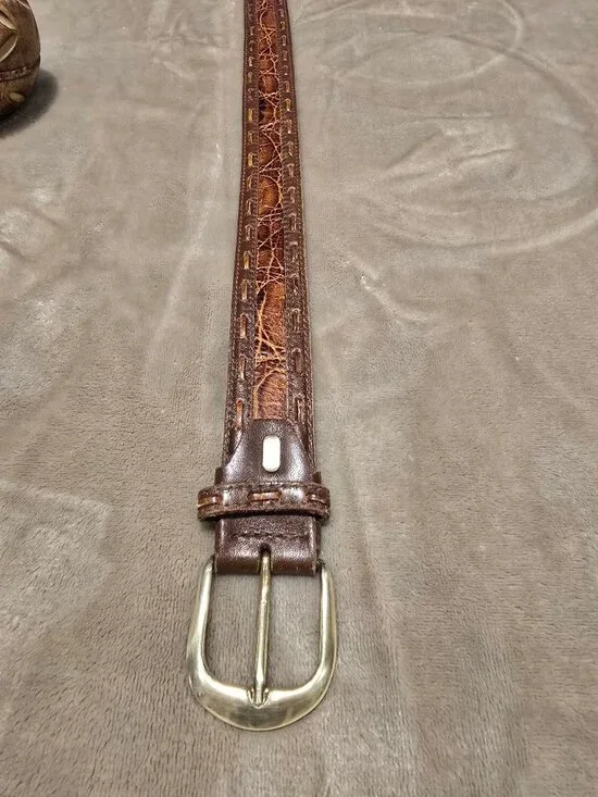 AVANZATA Leather, brown belt brass buckle, size 34 - Picture 5 of 8